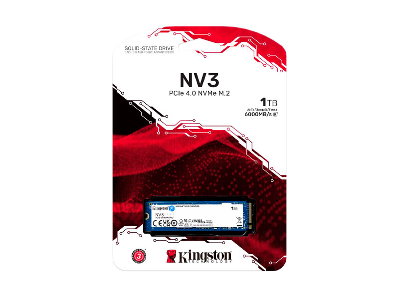 DISCO DURO KINGSTON NV3 1TB M.2 2280 NVME PCIE GEN4X4 (PN:SNV3S/1000G)