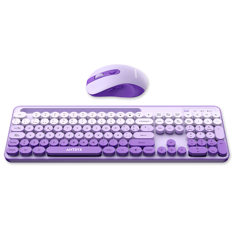 TECLADO Y MOUSE ANTRYX WS-970 WIRELESS PURPLE HOLDER SLOT (ASC-WS970PE)