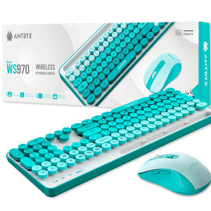 TECLADO Y MOUSE ANTRYX WS-970 WIRELESS GREEN HOLDER SLOT (ASC-WS970GN)