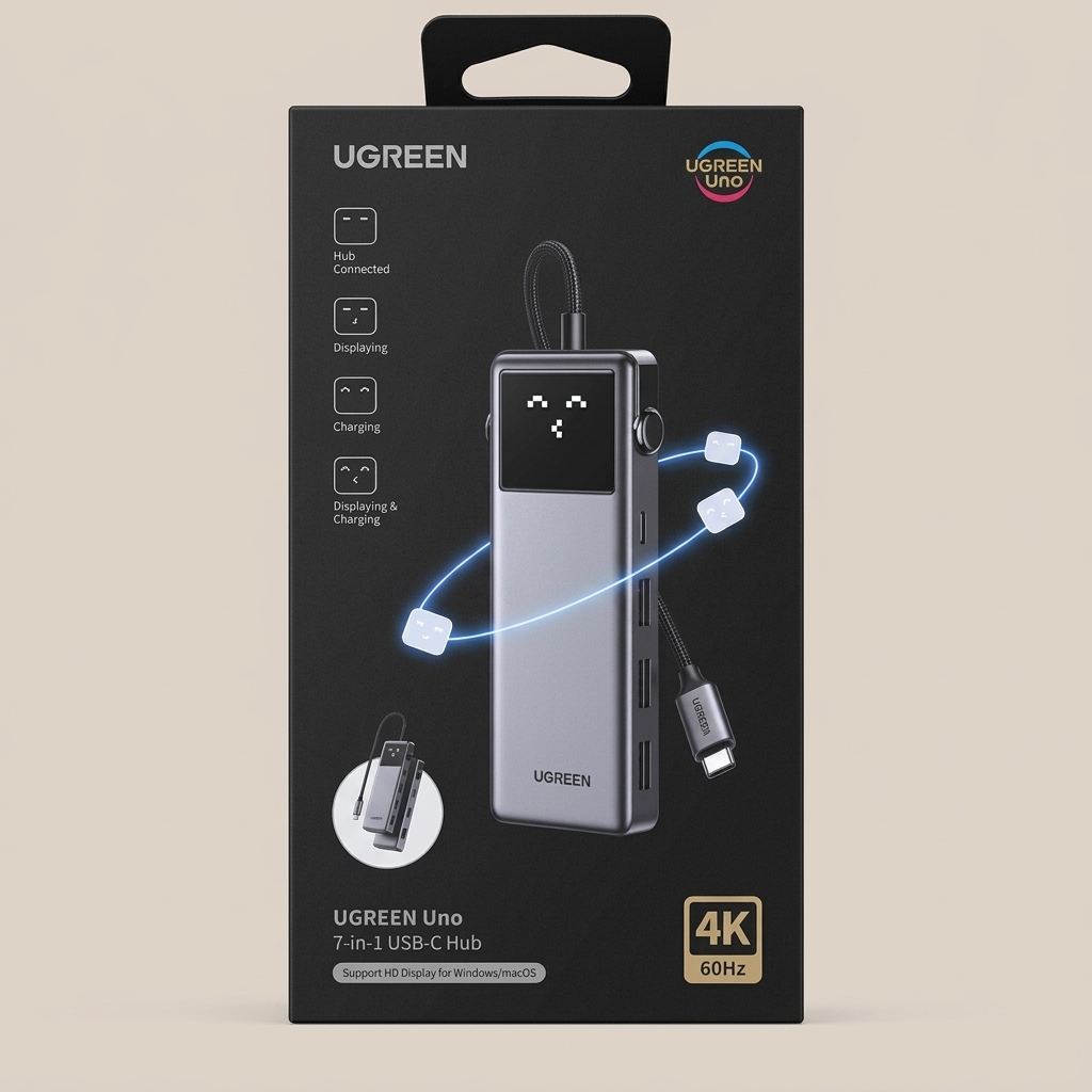 HUB USB-C UGREEN 7 EN 1 CM888 ( 45155 ) 1 HDMI - 1 RJ45 - 3 USB-A - 1 USB-C - 1 USB-C PD 100W image dfea3a30